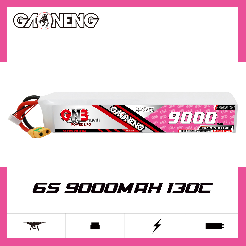 GAONENG GNB 6S 22.2V 9000mAh 130C RC LiPo Battery XT90S Anti Spark