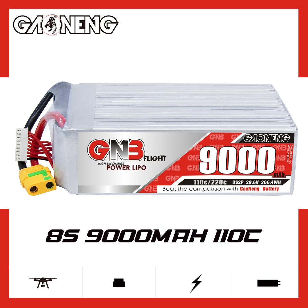 GAONENG GNB 8S 29.6V 9000mAh 100C RC LiPo Battery Drone Helicoper