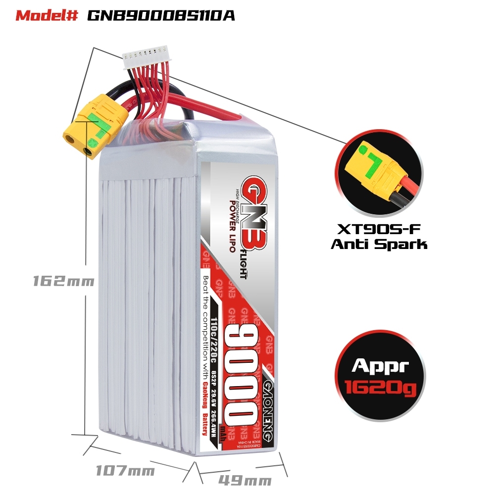 GAONENG GNB 8S 29.6V 9000mAh 110C LiPo Battery XT90S