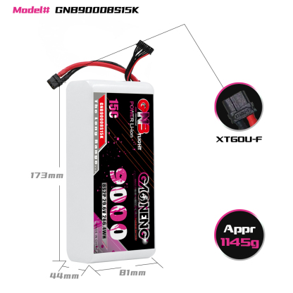 GAONENG GNB 8S2P 22.2V 9000mah 15C XT60 Li-ion Battery