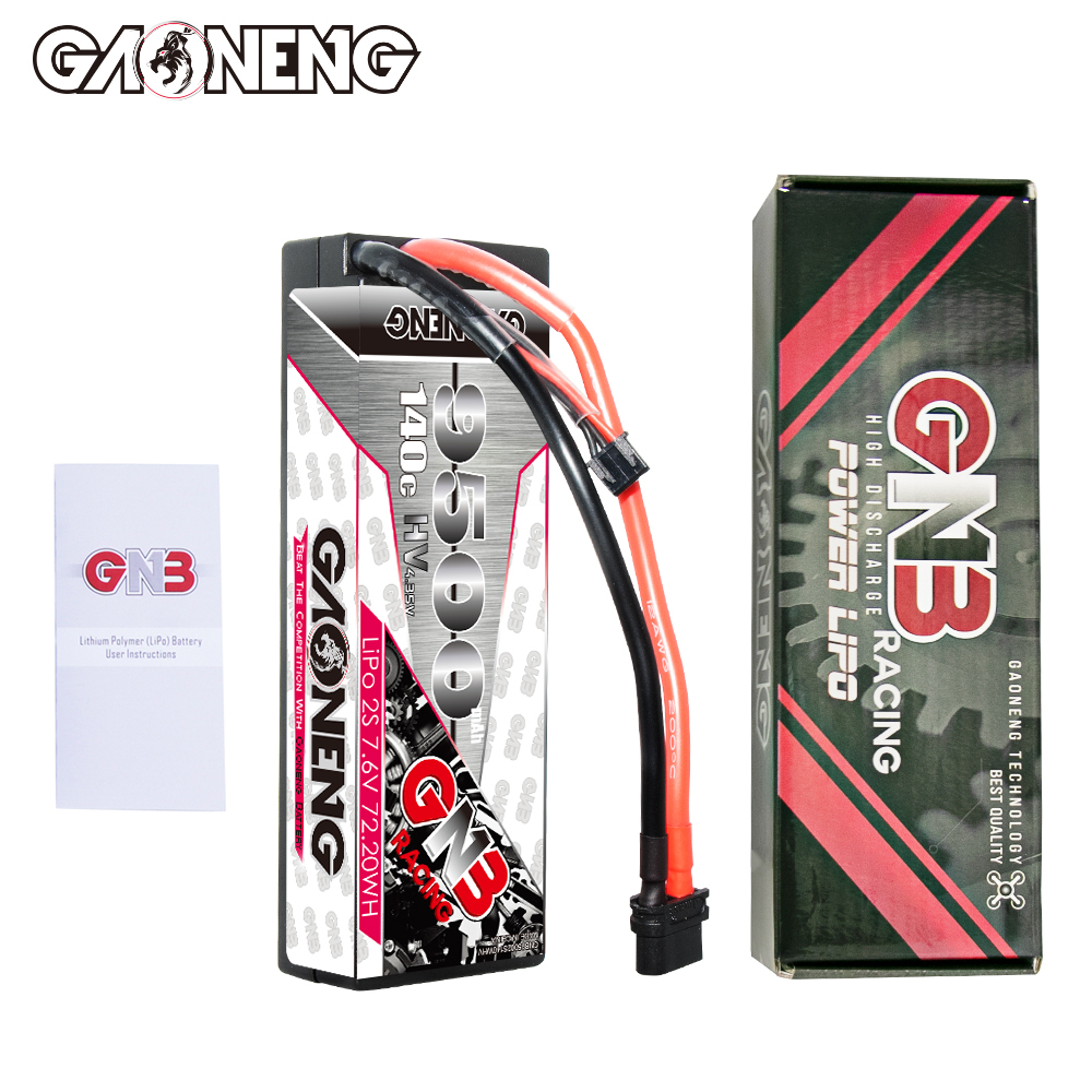 GAONENG GNB LiHV 2S 7.6V 9500mAh 140C Cabled Hard Case LiPo Battery XT60