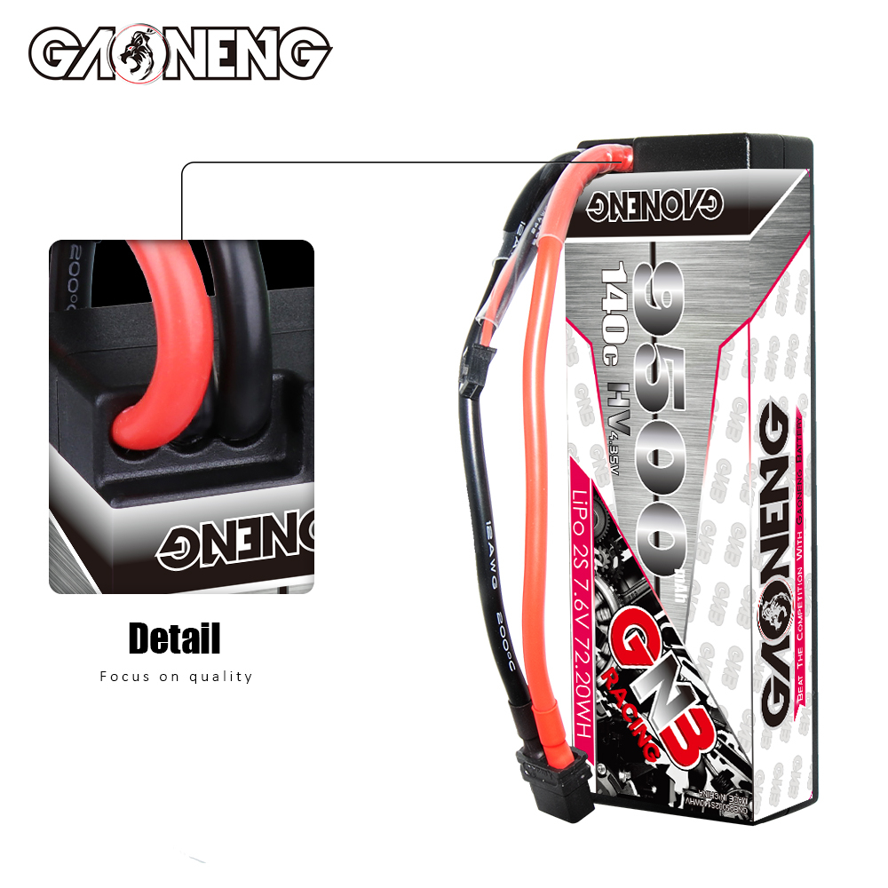 GAONENG GNB LiHV 2S 7.6V 9500mAh 140C Cabled Hard Case LiPo Battery XT60