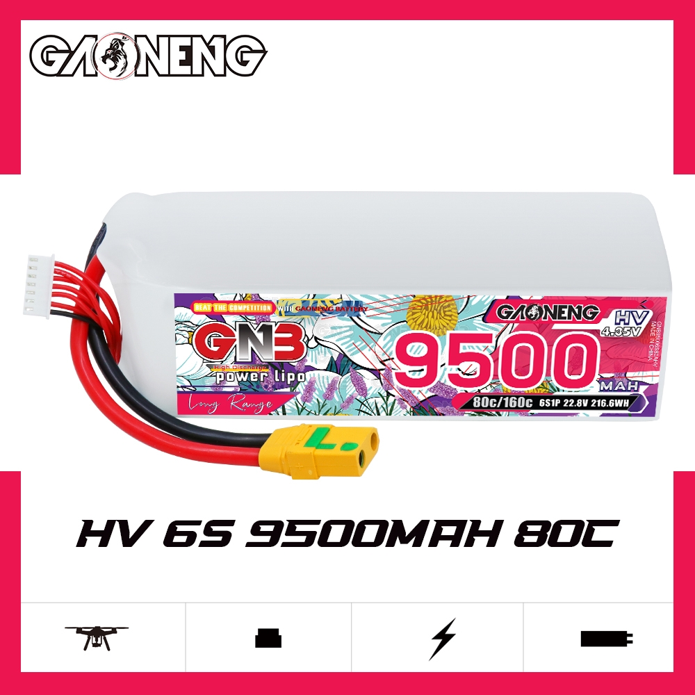 GAONENG GNB HV 6S 22.8V 9500mAh 80C LiPo Battery XT90S