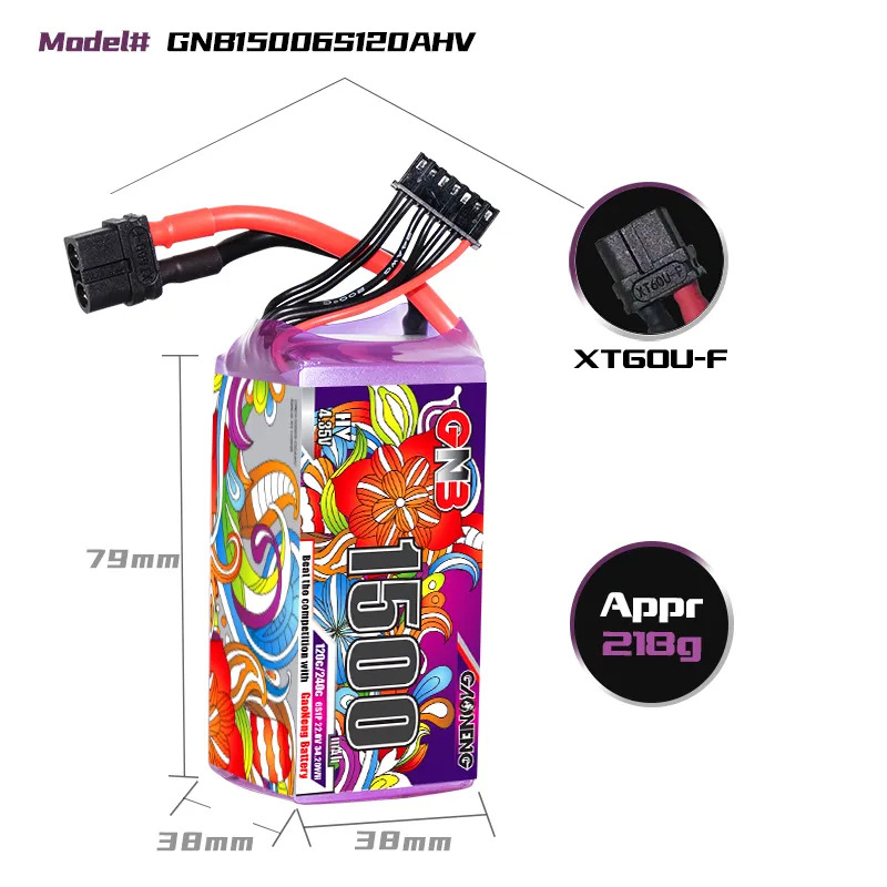 GAONENG GNB LiHV 6S 22.8V 1500mAh 120C XT60 LiPo Battery