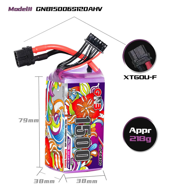 GAONENG GNB LiHV 6S 22.8V 1500mAh 120C XT60 LiPo Battery