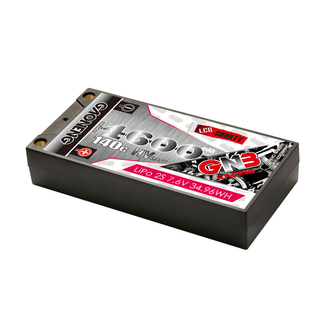 GAONENG GNB LiHV 2S 7.6V 4600mAh 140C LCG Shorty 5mm Bullet Hard Case LiPo Battery (ROAR Approved)