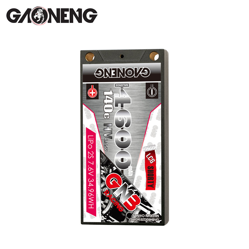 GAONENG GNB LiHV 2S 7.6V 4600mAh 140C LCG Shorty 5mm Bullet Hard Case LiPo Battery (ROAR Approved)