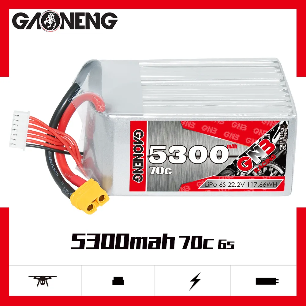 GAONENG GNB 6S 22.2V 5300mAh 70C LiPo Battery XT90