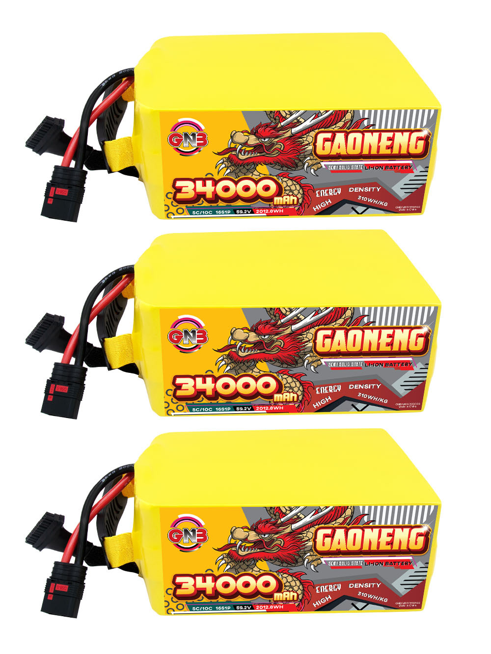 GAONENG GNB 34000mah 16S 59.2V 5C QS8 Semi Solid State Li-ion Battery 310WH/kg