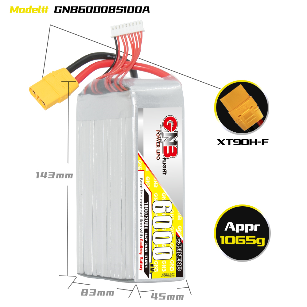 GAONENG GNB 8S 29.6V 6000mAh 100C LiPo Battery XT90