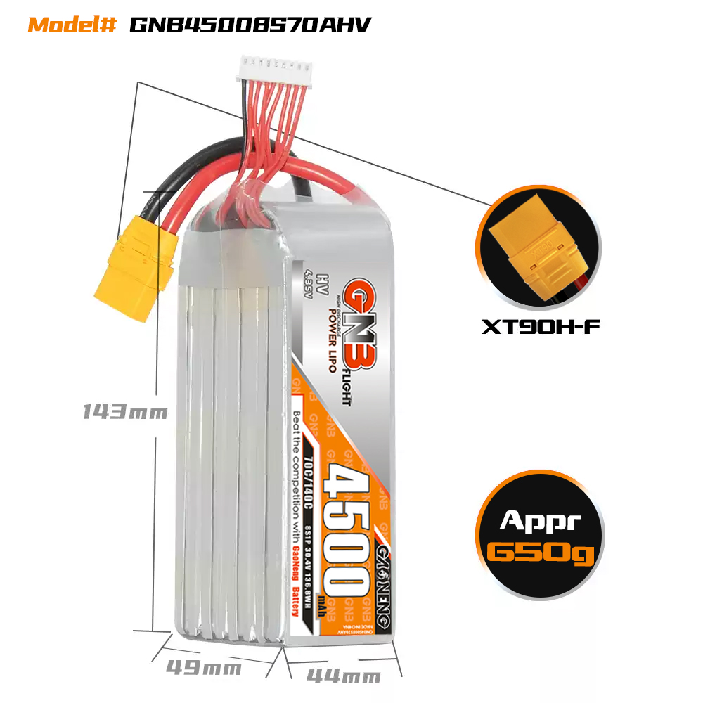 GAONENG GNB HV 8S 30.4V 4500mAh 70C LiPo Battery XT90S