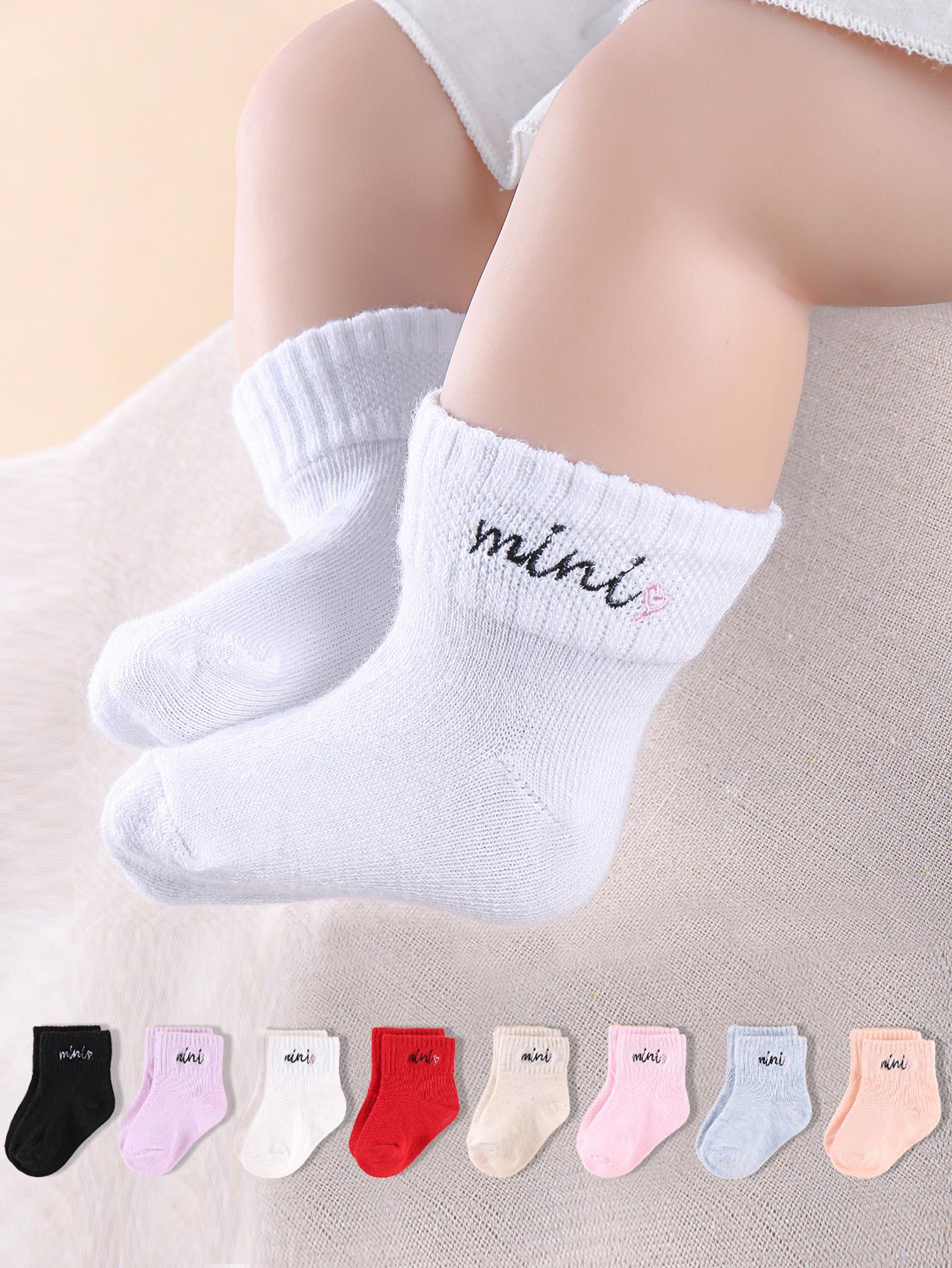 8 pairs/pack Embroidered Short Socks For Baby Girls