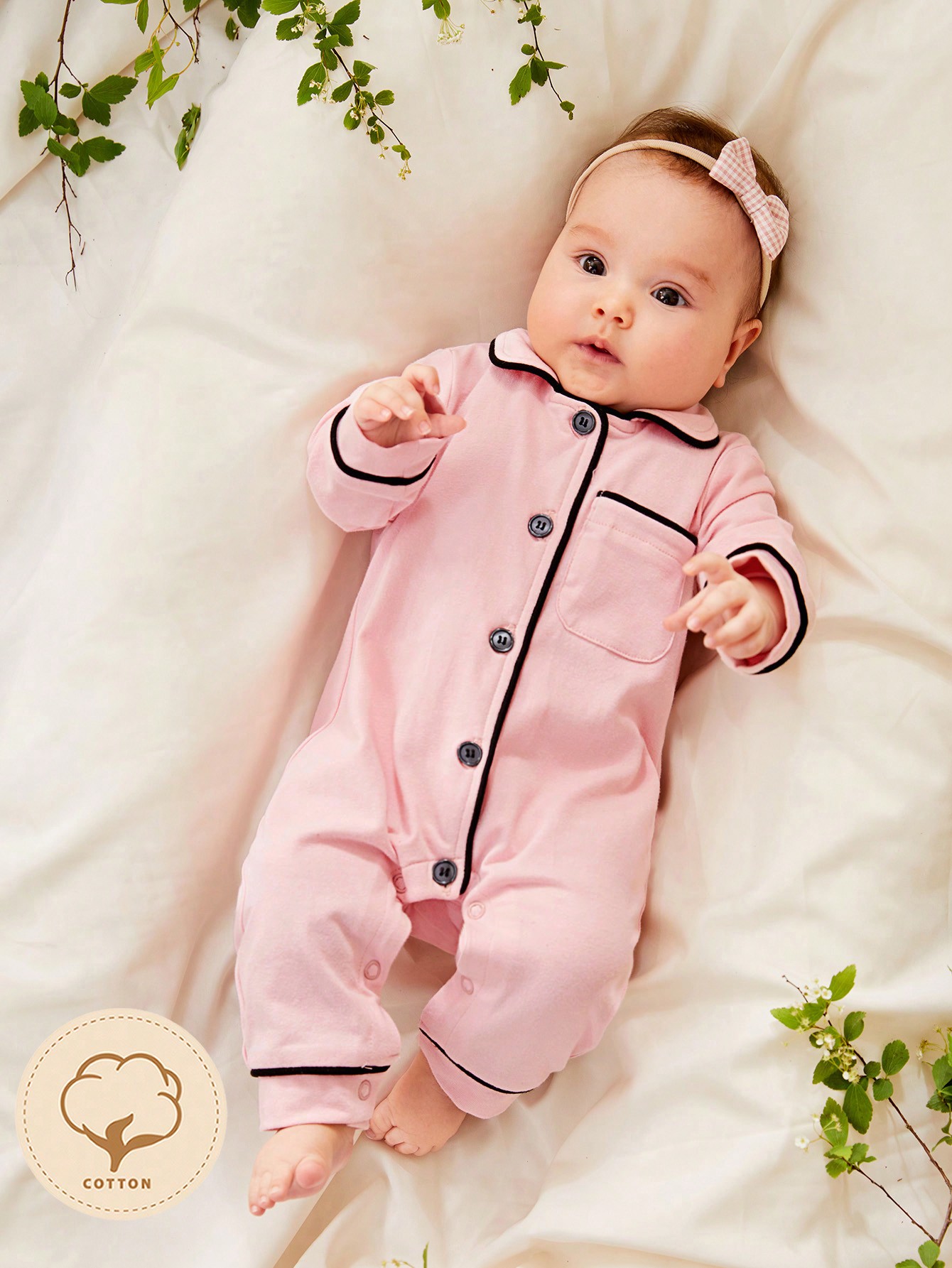 Cozy Cub Baby Contrast Binding Button Front Pajama Jumpsuit