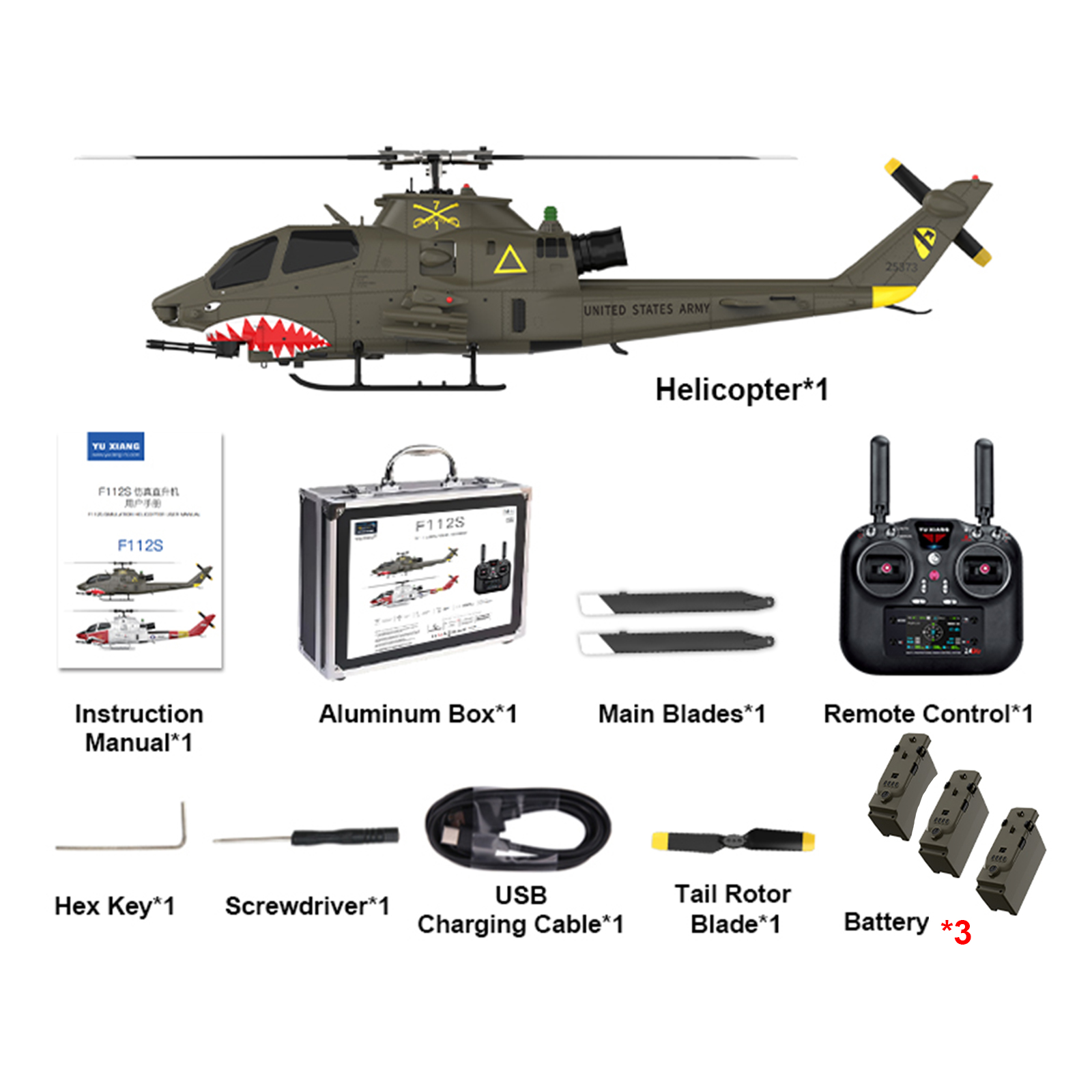 YUXIANG F112S AH-1 Cobra GPS Stabilized Helicopter - RTF