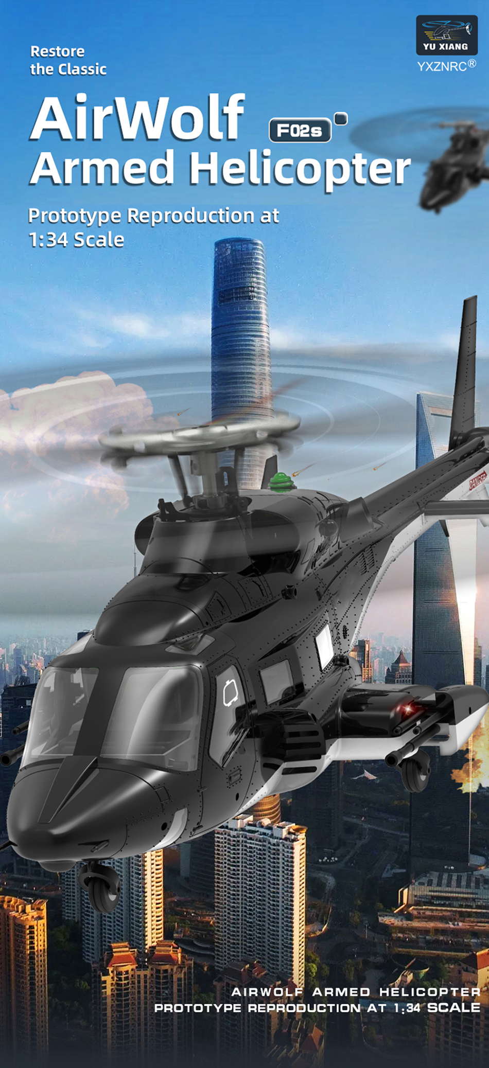 YUXIANG F02S Airwolf GPS Stabilized Helicopter - RTF