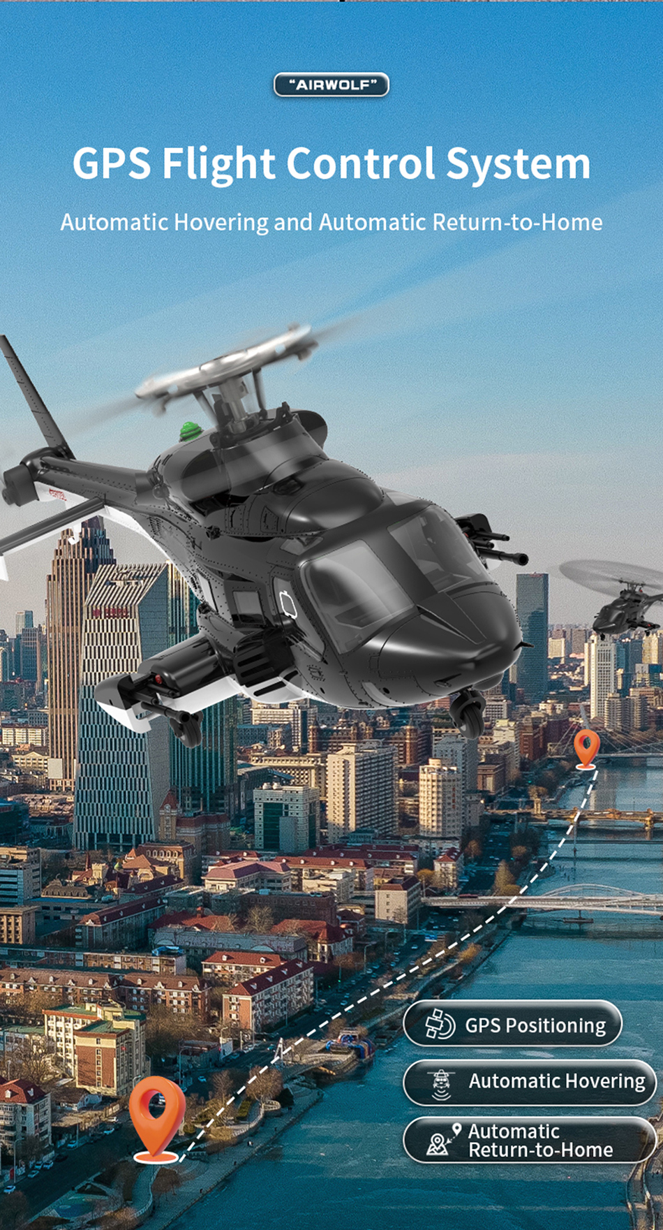 YUXIANG F02S Airwolf GPS Stabilized Helicopter - RTF