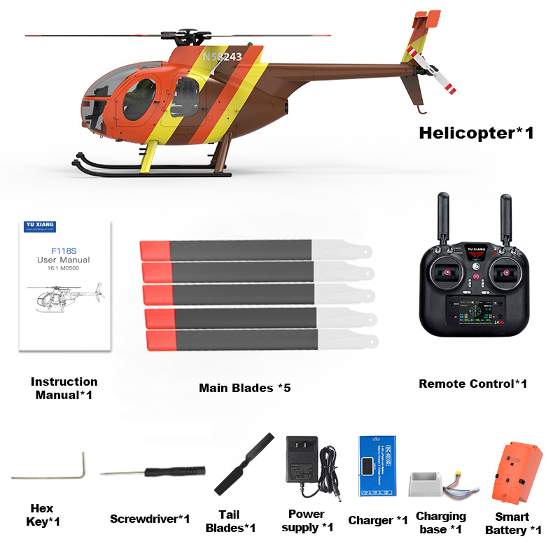 YUXIANG F118S MH-6 MD500 GPS Stabilized Helicopter