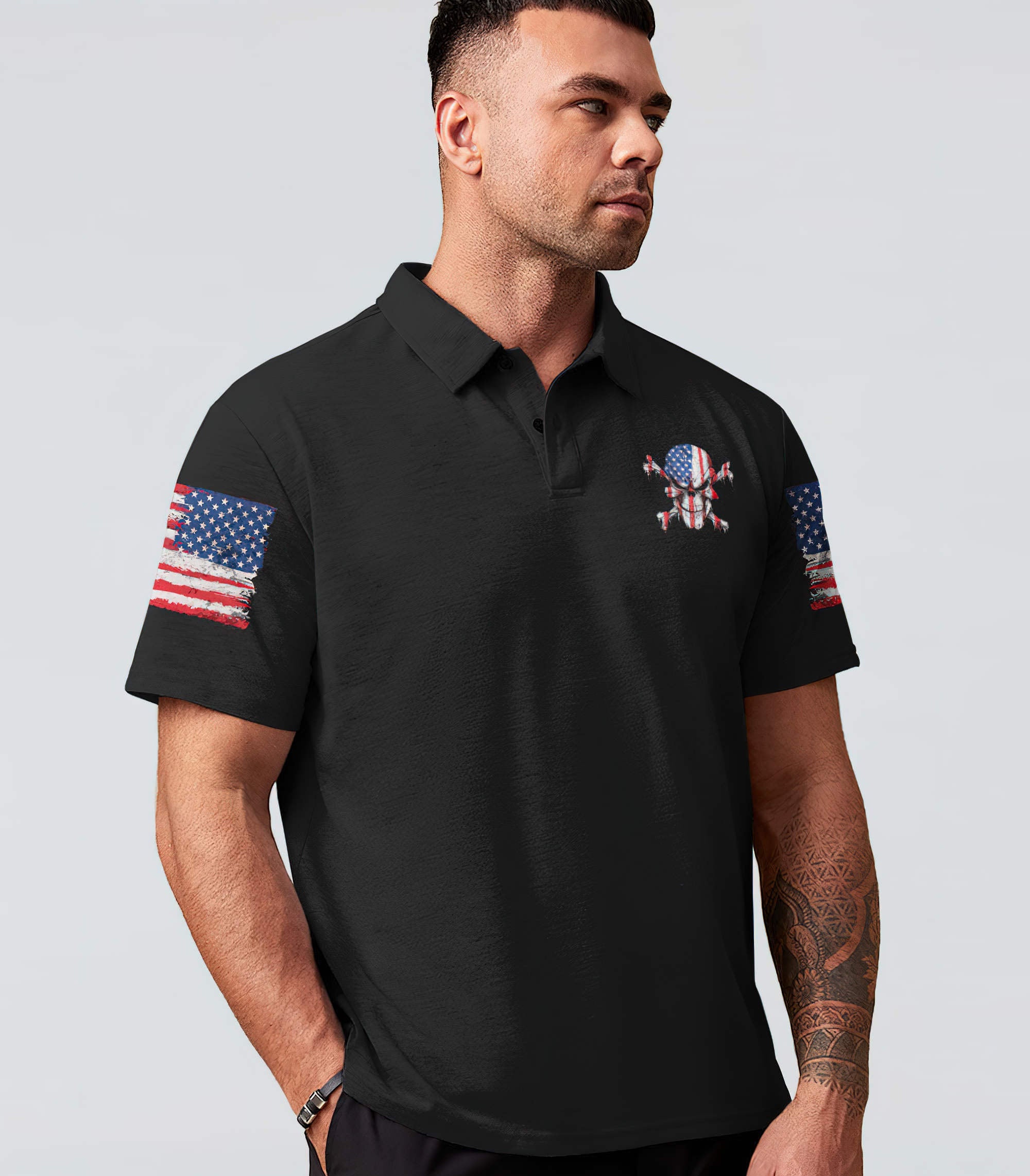 Don't Mess With Old People Patriotic Skull Polo Shirt-Chucker