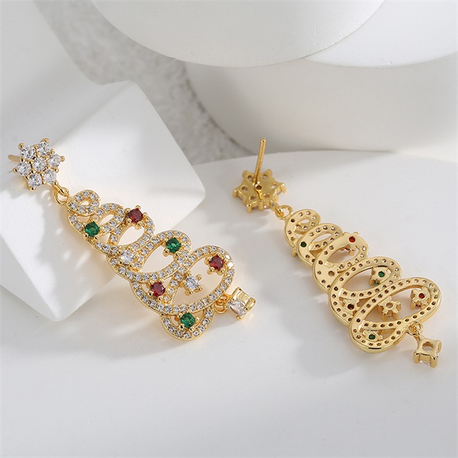 🔥Christmas Pre-sale🎁Sparkling Christmas Tree Earrings - Gold🎄