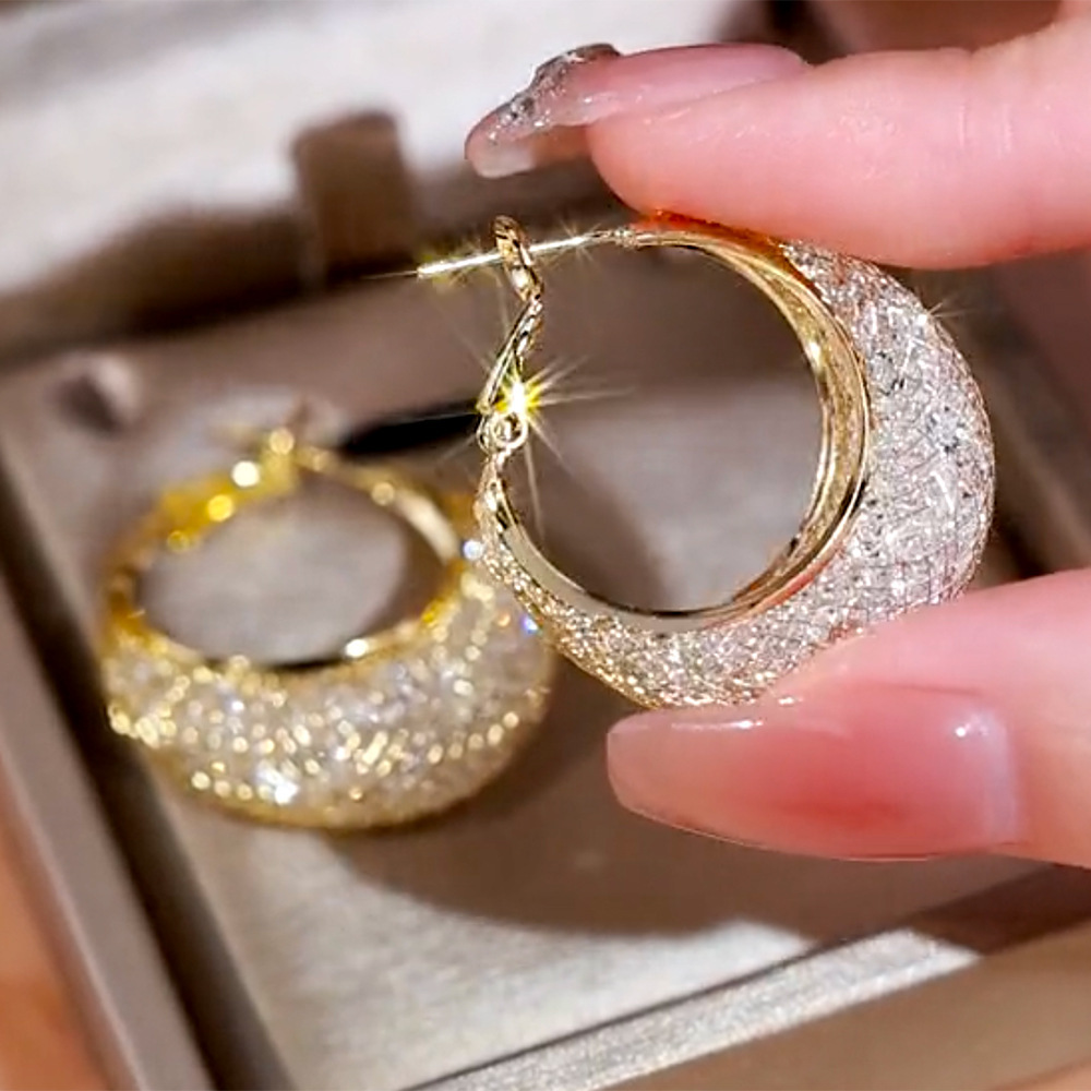 French Hoop Sparkling Earrings