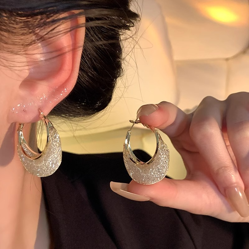 French Hoop Sparkling Earrings