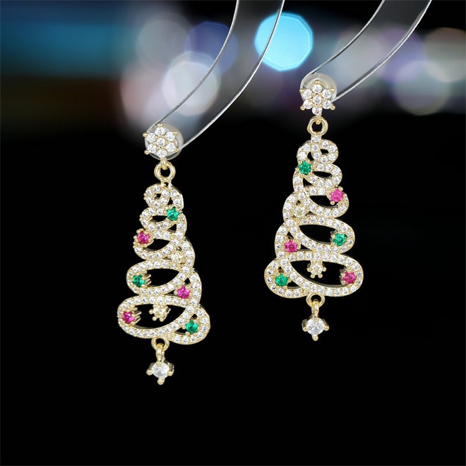 🔥Christmas Pre-sale🎁Sparkling Christmas Tree Earrings - Gold🎄