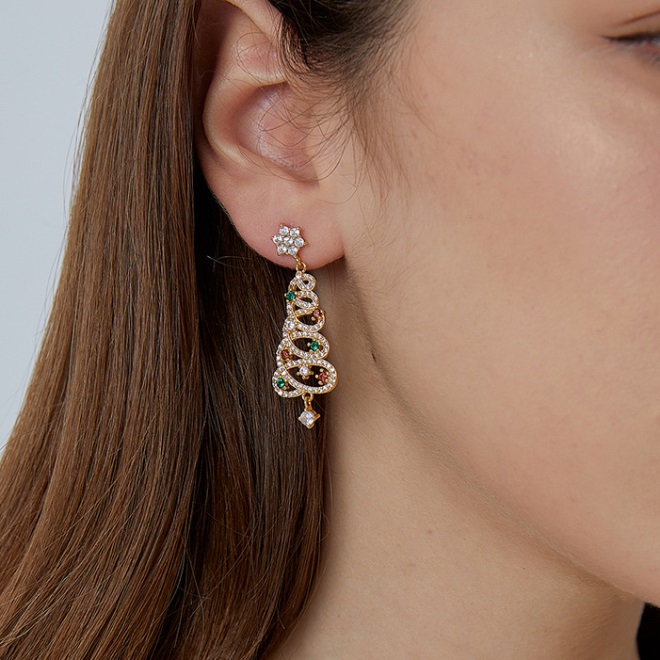 🔥Christmas Pre-sale🎁Sparkling Christmas Tree Earrings - Gold🎄
