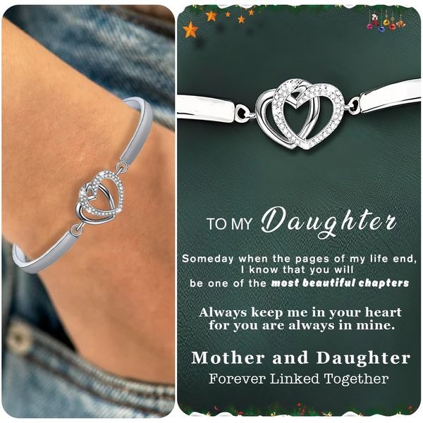 Mother & Daughter Forever Linked Together Double Heart Bracelet