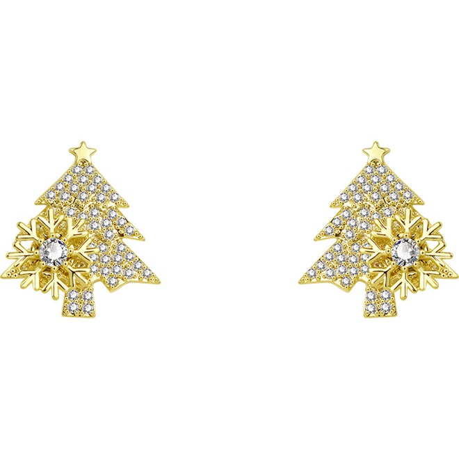 🔥Christmas Pre-sale🎁Spinning Snowflakes Christmas Tree Earrings -Gold🎄