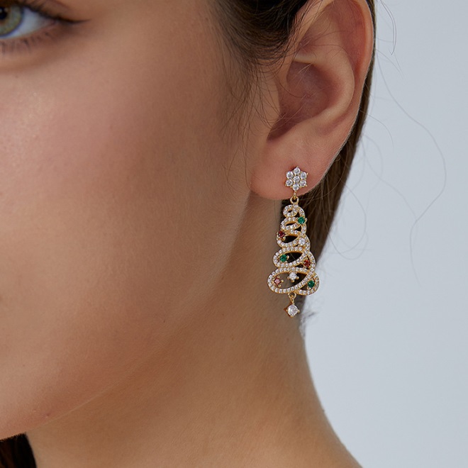 🔥Christmas Pre-sale🎁Sparkling Christmas Tree Earrings - Gold🎄