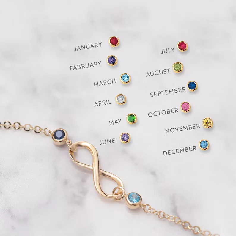 FOR FRIEND- THE FRIENDSHIP BETWEEN US WILL EXTEND INFINITELY CUSTOM BIRTHSTONES BRACELET