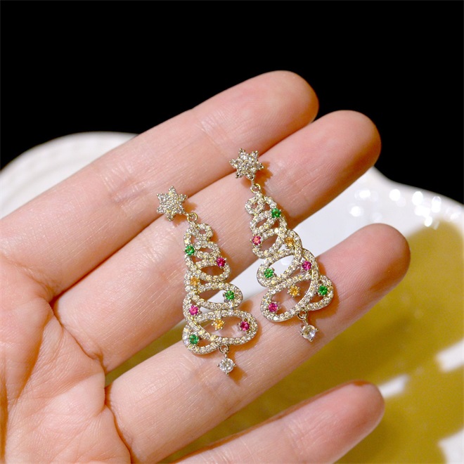 🔥Christmas Pre-sale🎁Sparkling Christmas Tree Earrings - Gold🎄