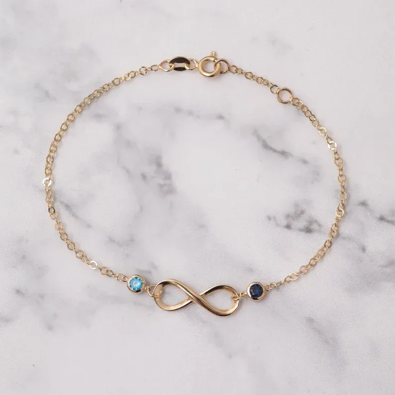 FOR FRIEND- THE FRIENDSHIP BETWEEN US WILL EXTEND INFINITELY CUSTOM BIRTHSTONES BRACELET