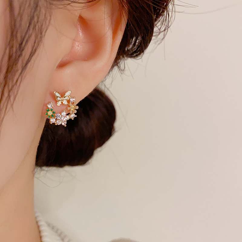 🎄Christmas Hot Sale🎁Butterfly Wreath Zircon Earrings