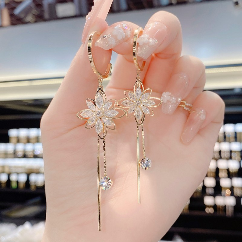 Luxury Zircon Lotus Flower Earrings