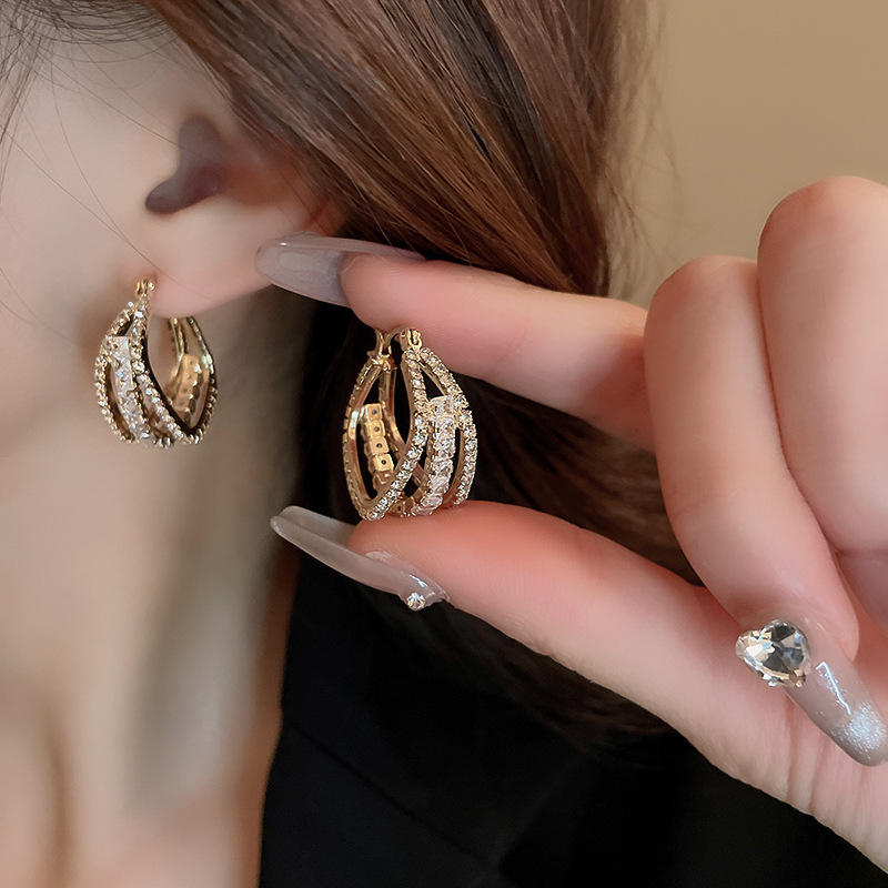 🎁CHRISTMAS PRE SALE🔥- Zirconia Square Multi Layers Earrings