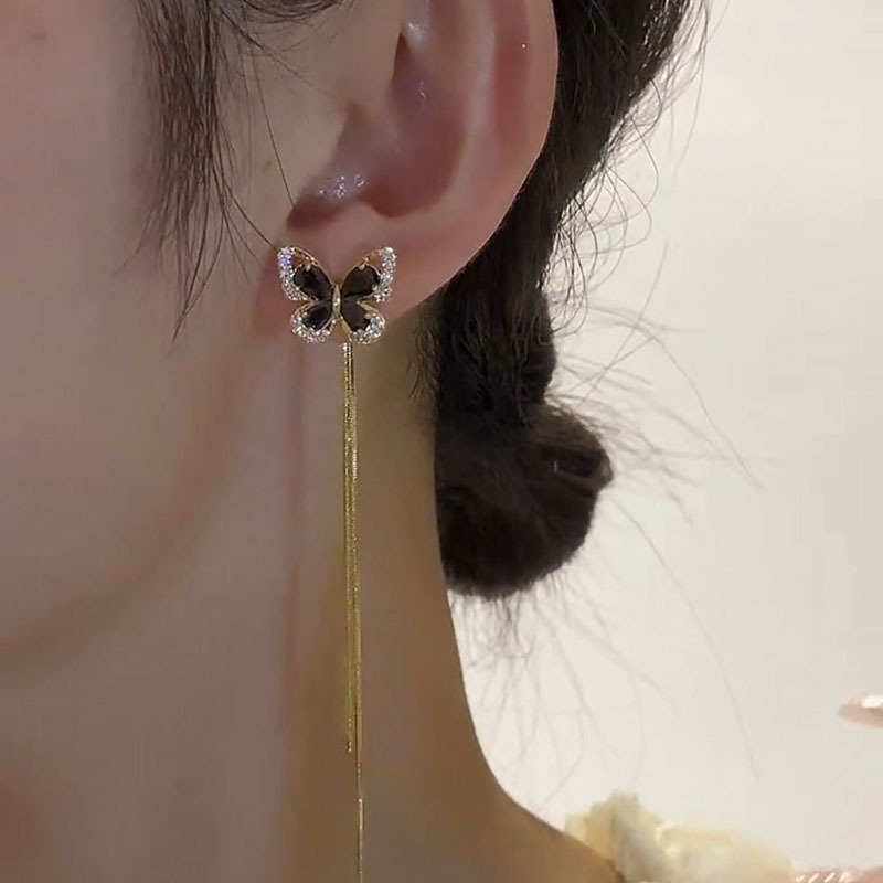 🌟HOT SALE🔥Black Butterfly Tassel Earrings