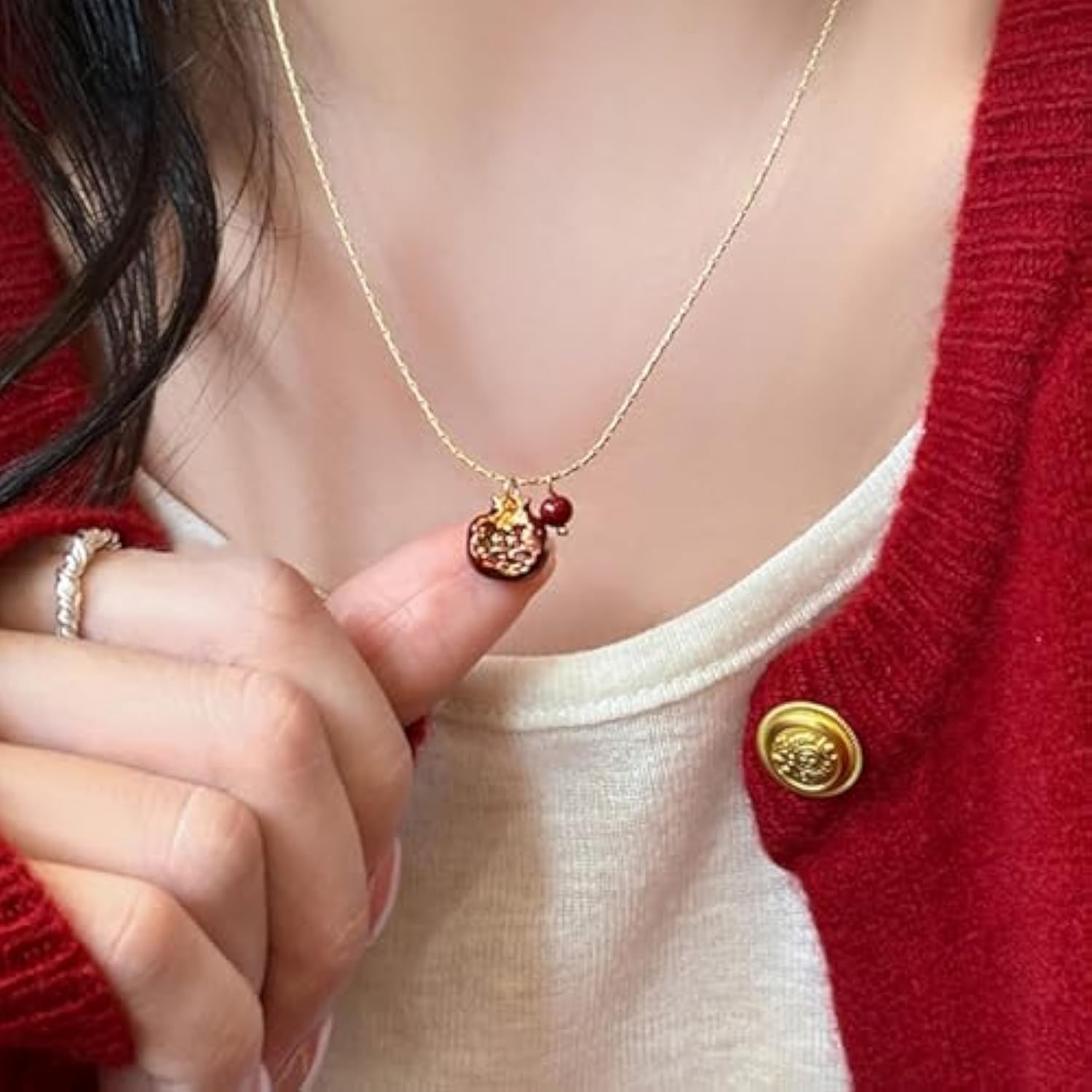 Pom of Prosperity – Red Garnet Charm Necklace