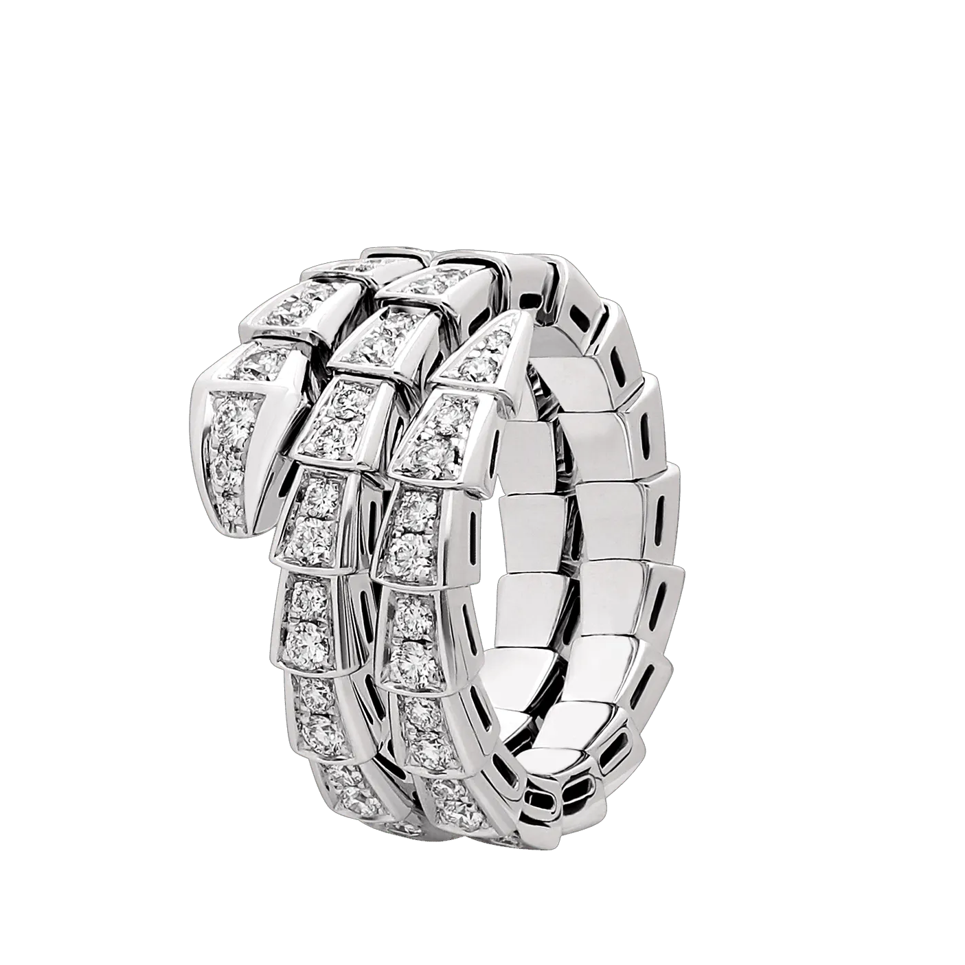 SERPENTES FULL PAVÉ TWO-COIL RING IN WHITE GOLD