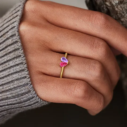 For Love - Partners In Love Heart Custom Birthstone Ring