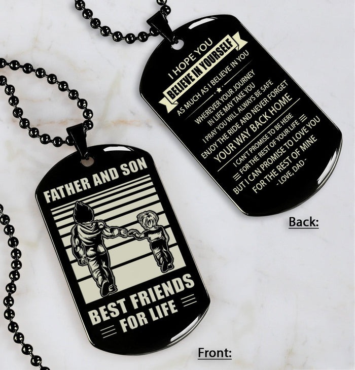 DOUBLE SIDED DOG TAG FATHER AND SON BEST FRIENDS FOR LIFE - MESSAGE ON THE BACK SIDE-belovejewel.com
