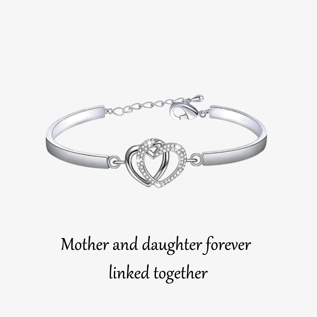 Mother & Daughter Forever Linked Together Double Heart Bracelet