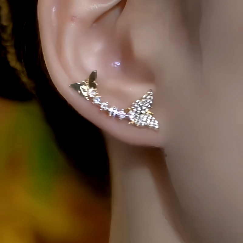 💐Mother's Day Pre-sale💝14K Gold-Plated Elegant Zircon Diamond Butterfly Crawlers