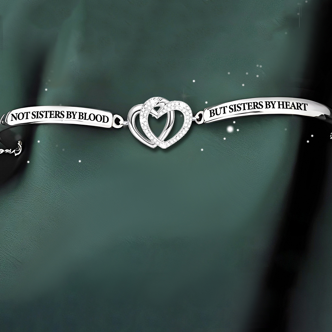 For Friend - Not Sisters By Blood But Sisters By Heart Double Heart Bracelet  
