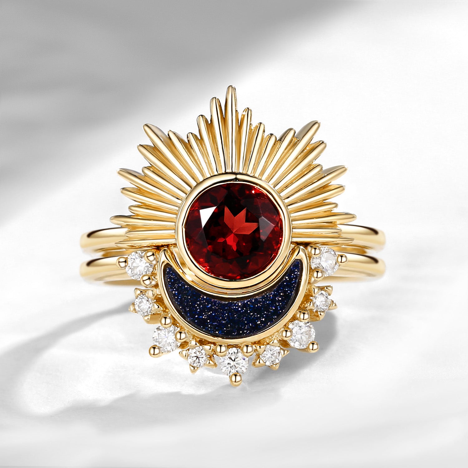 💐Mother's Day Pre-sale💝Retro Sun & Moon Engagement Ring Set 2pcs