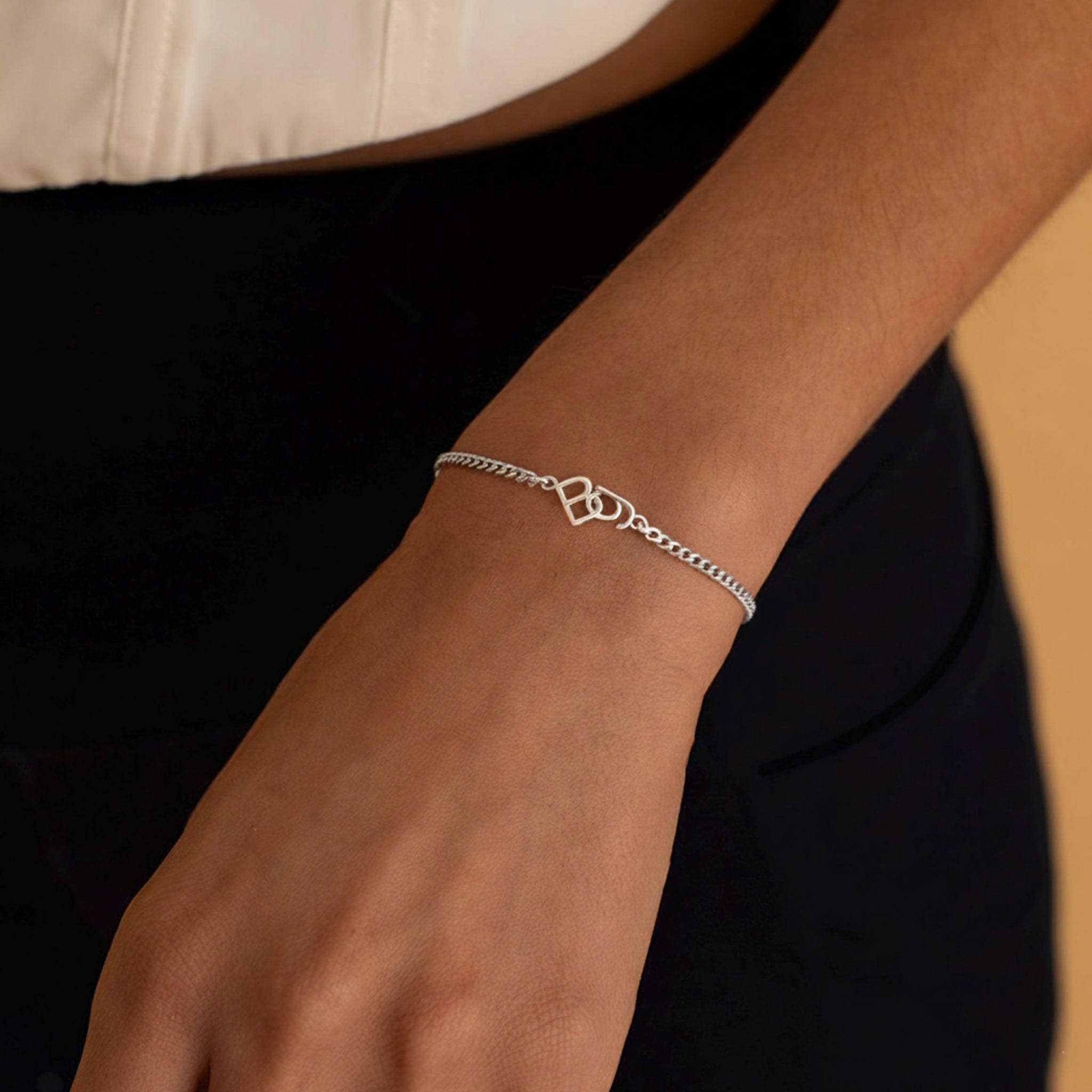 Custom Two Initial Interlocking Bracelet