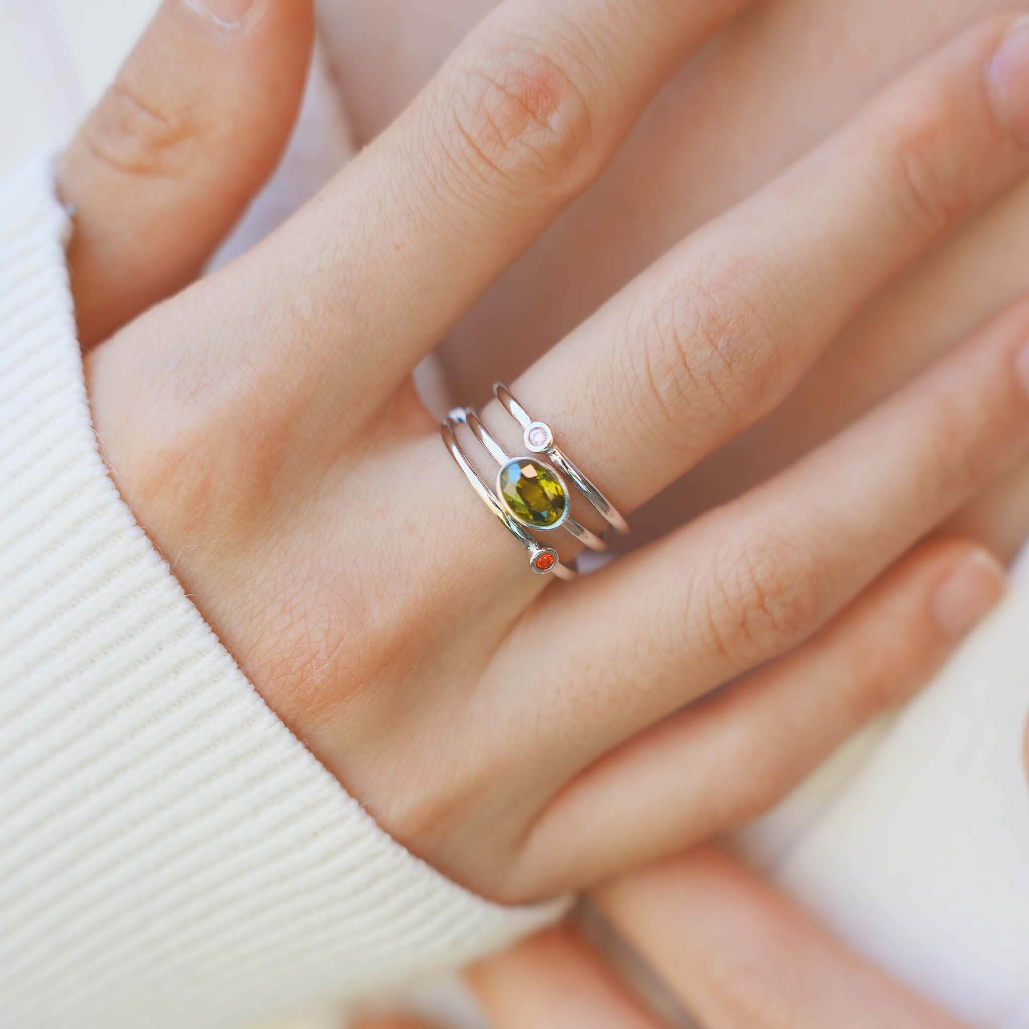 Mama's Stacking Birthstone Adjustable Ring