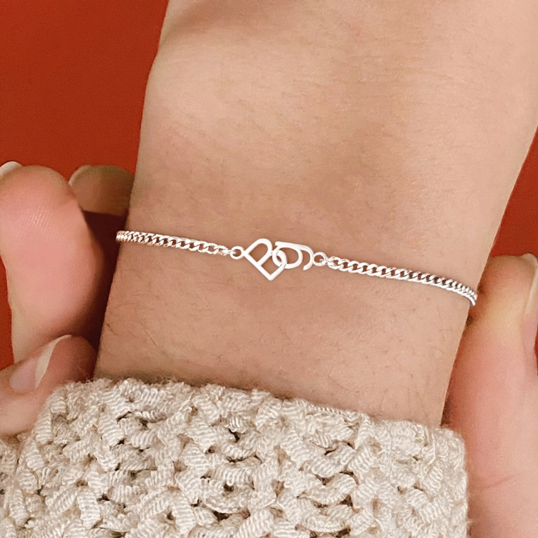 Custom Two Initial Interlocking Bracelet