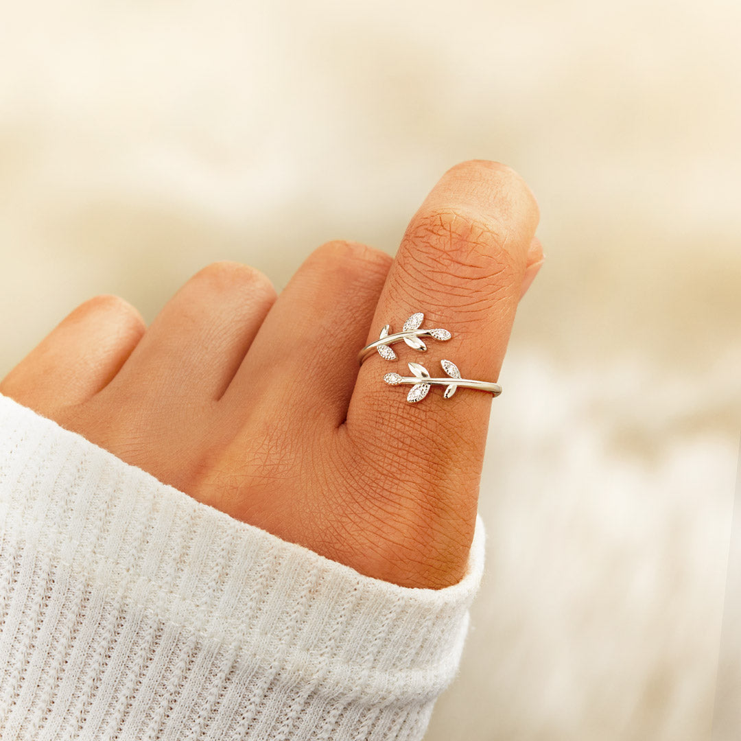 Grow Through What You Go Through Leaf Rings S925
