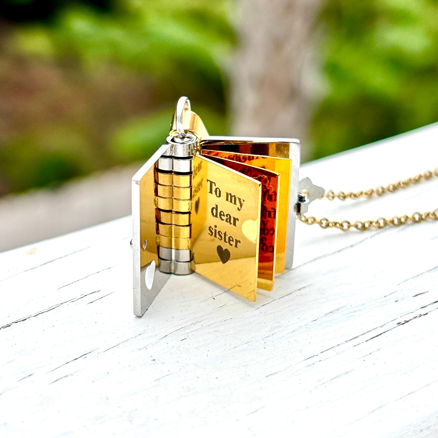 For Sisters- I Love You Sister Book Necklace